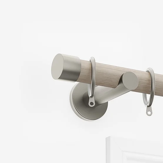 28mm Signature Brushed Steel & Light Oak End Cap pole