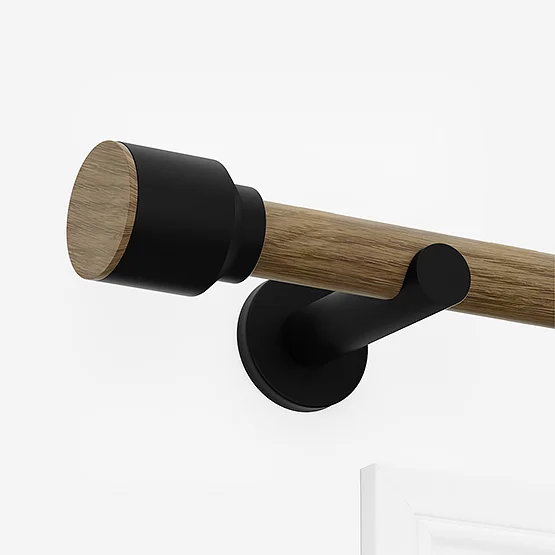 28mm Signature Matt Black & Aged Oak Drum Eyelet pole