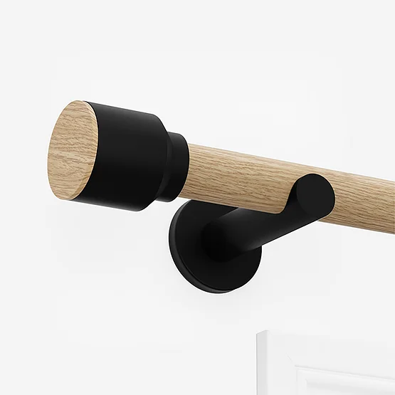 28mm Signature Matt Black & Natural Oak Drum Eyelet pole
