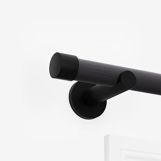 28mm Signature Matt Black & Smoke Grey End Cap Eyelet pole