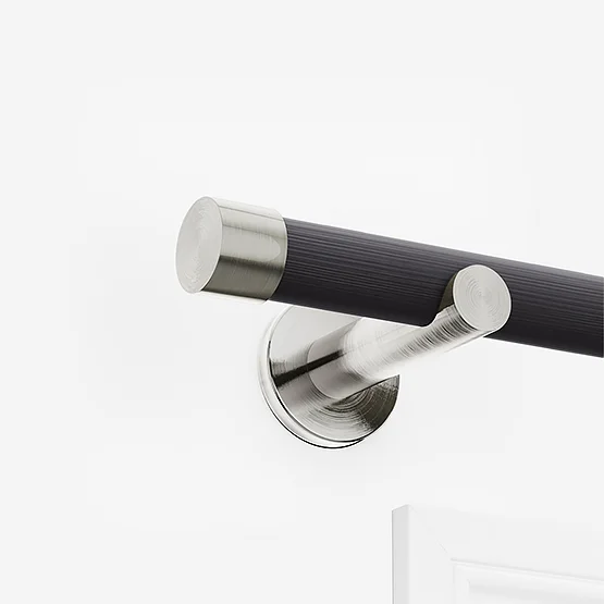 28mm Signature Stainless Steel & Smoke Grey End Cap Eyelet pole