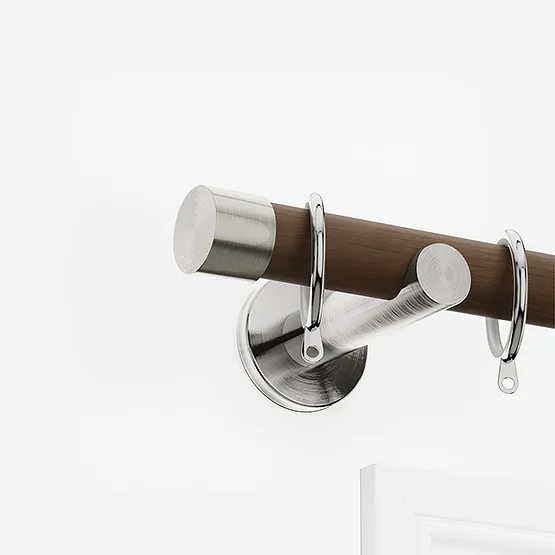28mm Signature Stainless Steel & Walnut End Cap pole