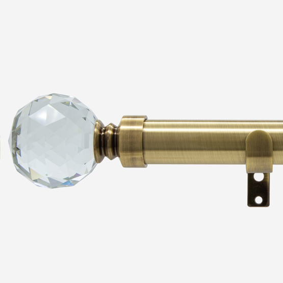 28mm Allure Classic Antique Brass Crystal Ball Eyelet Bay Window Curtain Pole