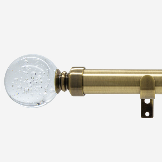 28mm Allure Classic Antique Brass Glass Bubbles Eyelet Curtain Pole