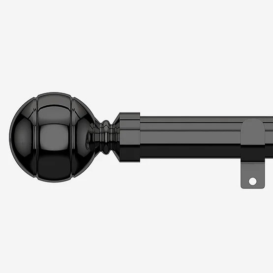 28mm Allure Classic Black Nickel Ribbed Ball Eyelet pole