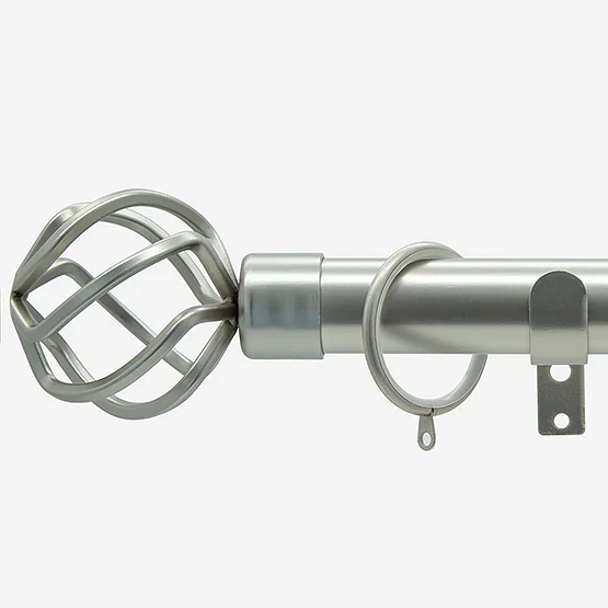 28mm Allure Classic Brushed Steel Cage Bay Window pole