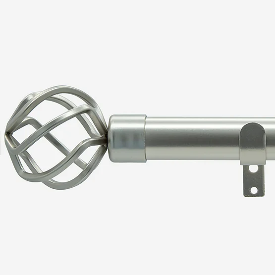 28mm Allure Classic Brushed Steel Cage Bay Window Eyelet pole
