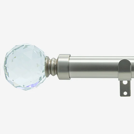 28mm Allure Classic Brushed Steel Crystal Bay Window Eyelet pole