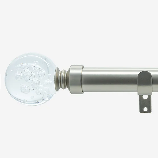 28mm Allure Classic Brushed Steel Glass Bubbles Bay Window Eyelet pole