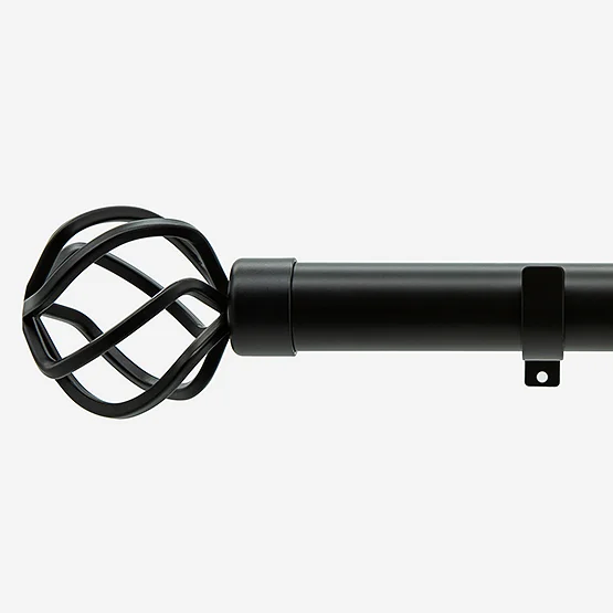 28mm Allure Classic Matt Black Cage Eyelet Bay Window pole