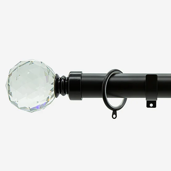 28mm Allure Classic Matt Black Crystal Ball Bay Window pole