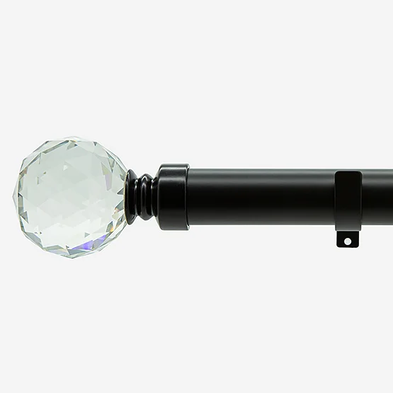 28mm Allure Classic Matt Black Crystal Ball Eyelet Bay Window pole