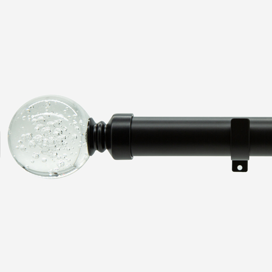 28mm Allure Classic Matt Black Glass Bubbles Eyelet Curtain Pole