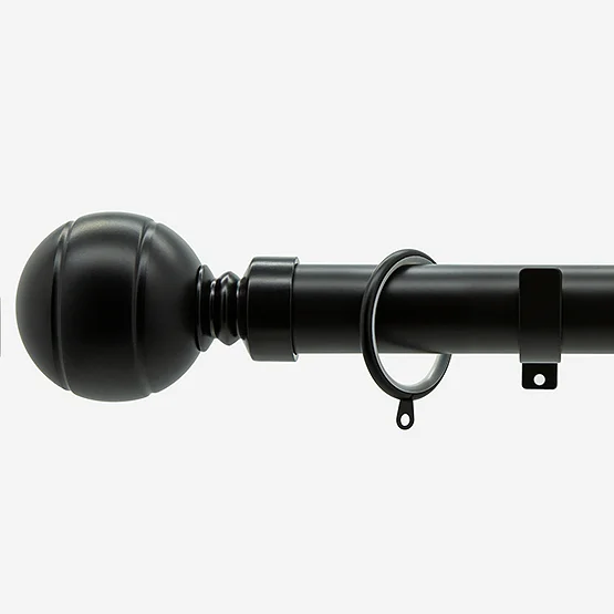 28mm Allure Classic Matt Black Ribbed Ball pole