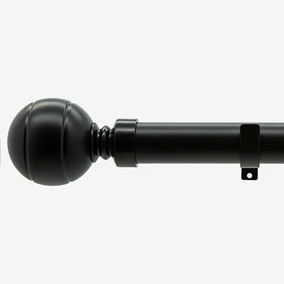 28mm Allure Matt Black Ribbed Ball Eyelet pole