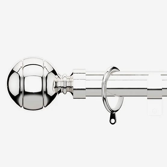 28mm Allure Classic Polished Chrome Ribbed Ball pole