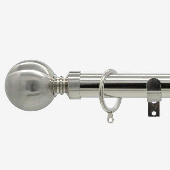 28mm Allure Classic Stainless Steel Effect Ball Bay Window Curtain Pole
