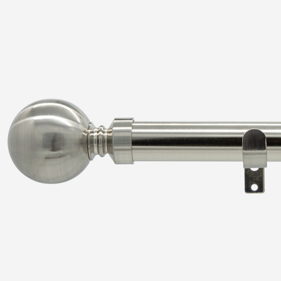 28mm Allure Classic Stainless Steel Effect Ball Eyelet Bay Window Curtain Pole