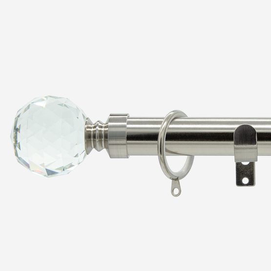 28mm Allure Classic Stainless Steel Effect Crystal Ball Bay Window Curtain Pole