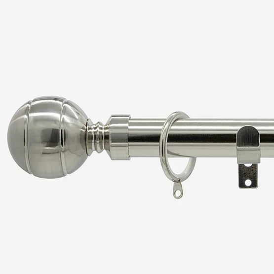 28mm Allure Classic Stainless Steel Effect Ribbed Ball Bay Window pole