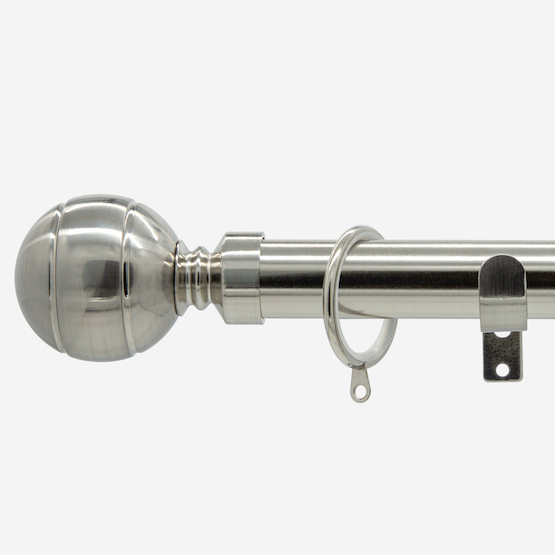 28mm Allure Classic Stainless Steel Effect Ribbed Ball Curtain Pole
