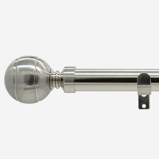 28mm Allure Classic Stainless Steel Effect Ribbed Ball Eyelet Curtain Pole