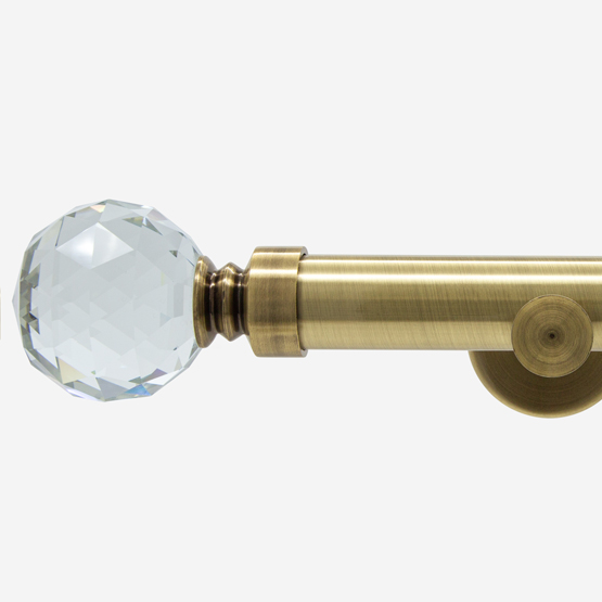 28mm Allure Signature Antique Brass Crystal Eyelet Curtain Pole