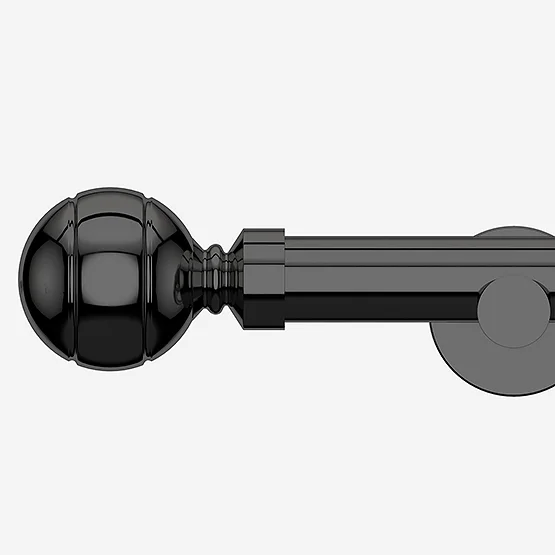 28mm Allure Signature Black Nickel Ribbed Ball Eyelet pole