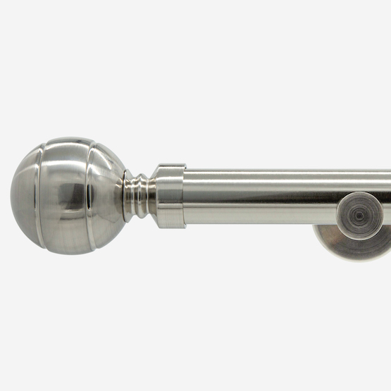 28mm Allure Signature Stainless Steel Ribbed Ball Eyelet Curtain Pole