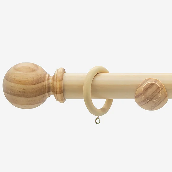 28mm Prime Light Oak Ball Curtain Pole pole