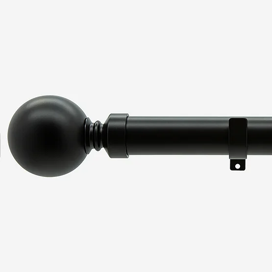 35mm Allure Classic Matt Black Ball Finial Eyelet pole