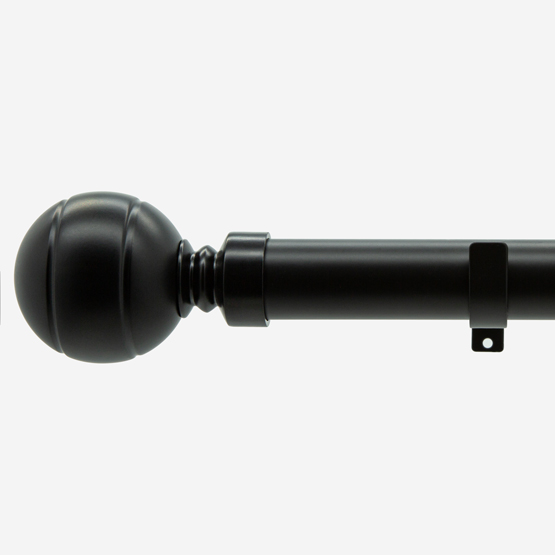 35mm Allure Classic Matt Black Ribbed Ball Finial Eyelet Curtain Pole