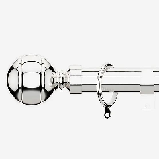 35mm Allure Classic Polished Chrome Ribbed Ball Finial pole