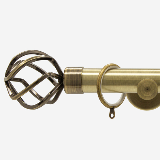 35mm Allure Signature Antique Brass Cage Finial pole