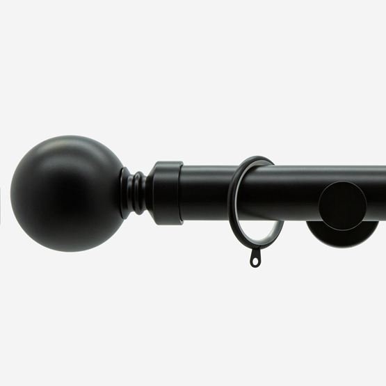35mm Allure Signature Matt Black Ball Finial Curtain Pole