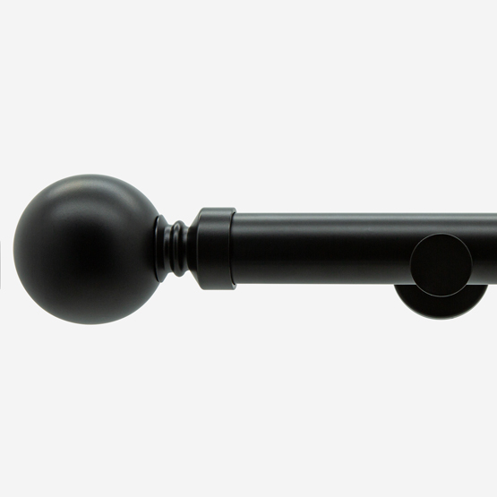 35mm Allure Signature Matt Black Ball Finial Eyelet pole
