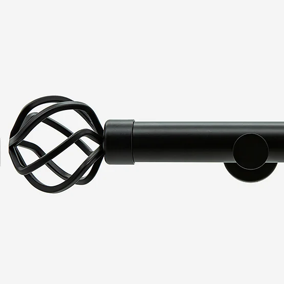 35mm Allure Signature Matt Black Cage Finial Eyelet pole