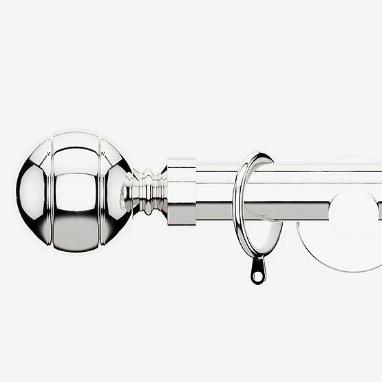 35mm Allure Signature Polished Chrome Ribbed Ball Finial pole