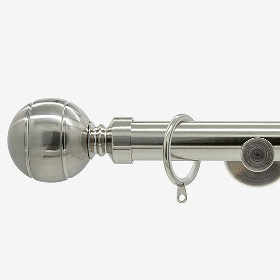 35mm Allure Signature Stainless Steel Ribbed Ball Finial pole