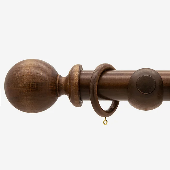 35mm Oxford Dark Walnut Ball Finial  pole
