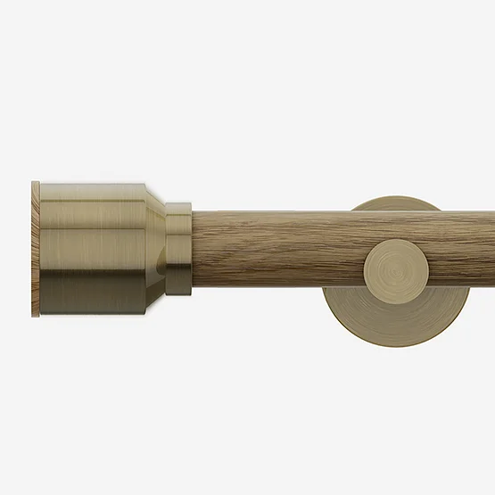 28mm Signature Antique Brass & Aged Oak Drum Eyelet pole