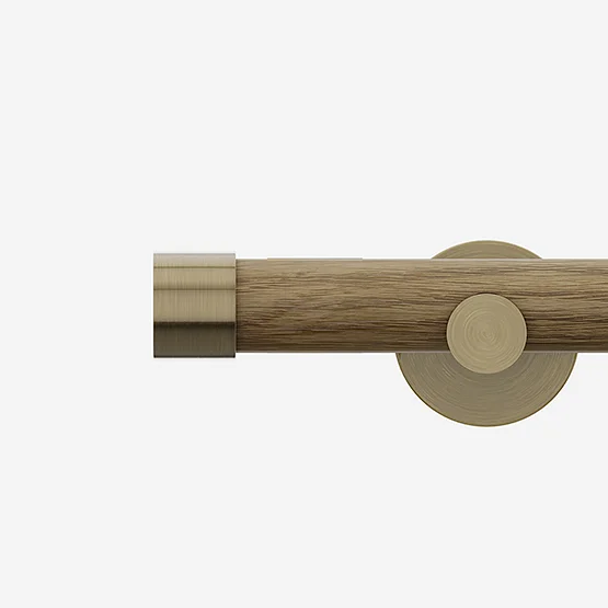 28mm Signature Antique Brass & Aged Oak End Cap Eyelet pole