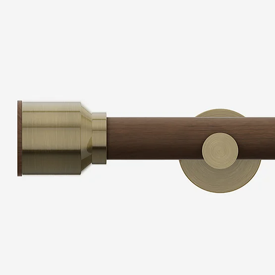 28mm Signature Antique Brass & Walnut Drum Eyelet pole