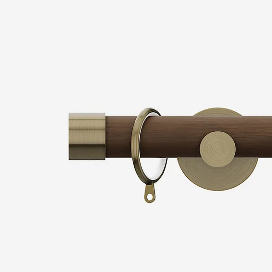 28mm Signature Antique Brass & Walnut End Cap pole