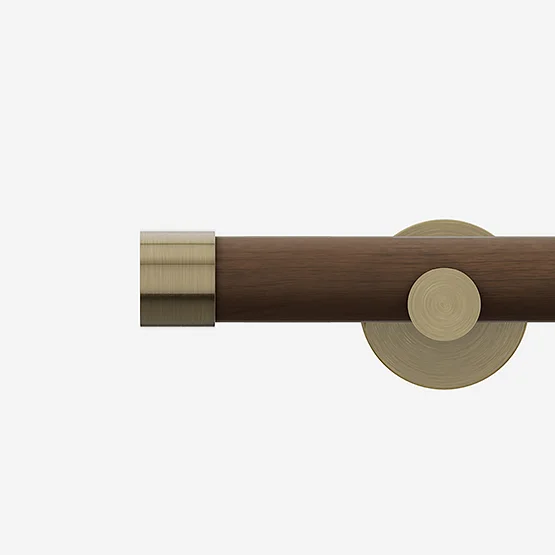 28mm Signature Antique Brass & Walnut End Cap Eyelet pole