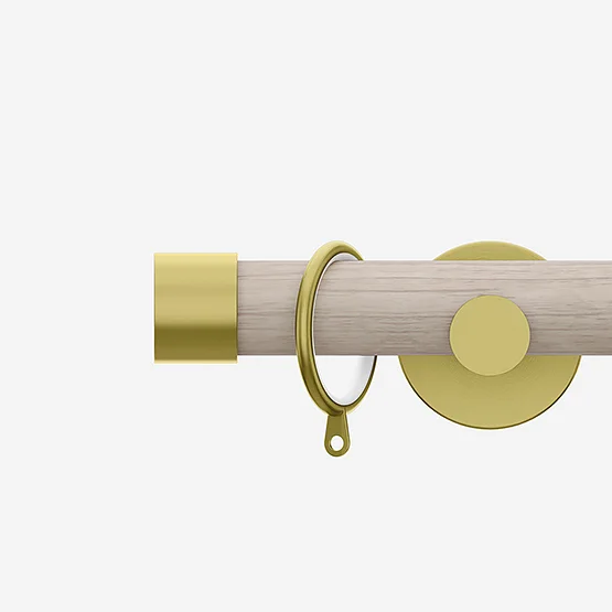 28mm Signature Brushed Gold & Light Oak End Cap pole