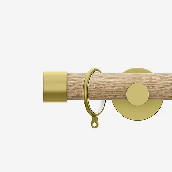 28mm Signature Brushed Gold & Natural Oak End Cap pole