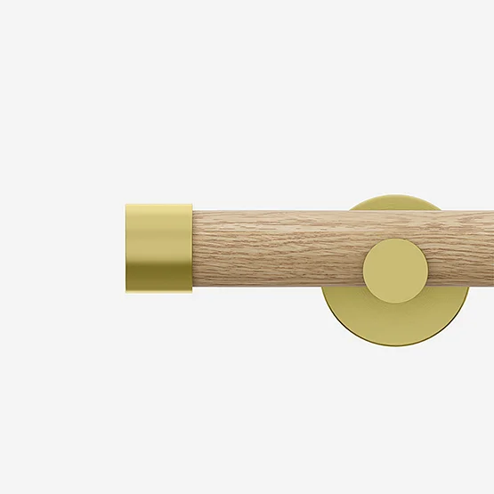 28mm Signature Brushed Gold & Natural Oak End Cap Eyelet pole