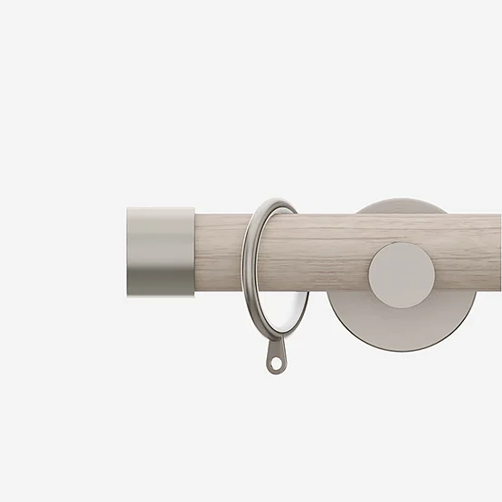 28mm Signature Brushed Steel & Light Oak End Cap pole