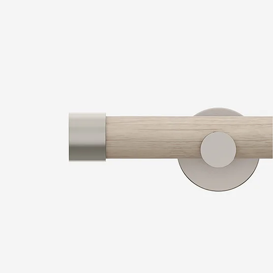 28mm Signature Brushed Steel & Light Oak End Cap Eyelet pole